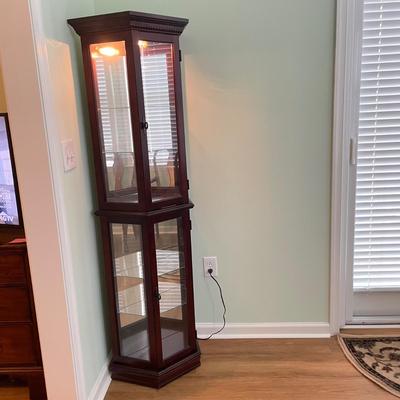 Cherry Lighted Curio Cabinet