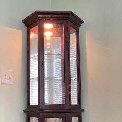Cherry Lighted Curio Cabinet
