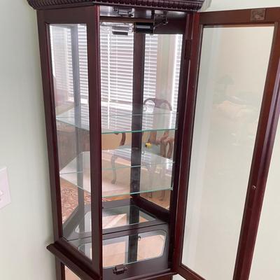 Cherry Lighted Curio Cabinet