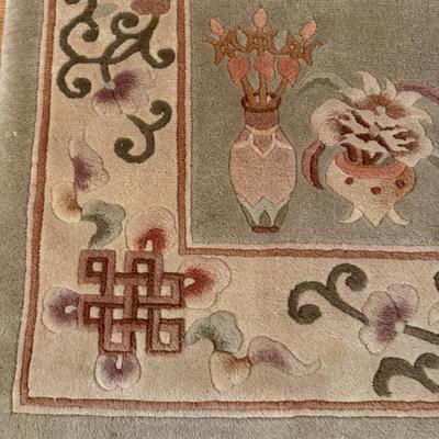 Sage Green Floral Area Rug 4’ x 6’
