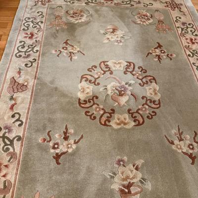 Sage Green Floral Area Rug 4’ x 6’