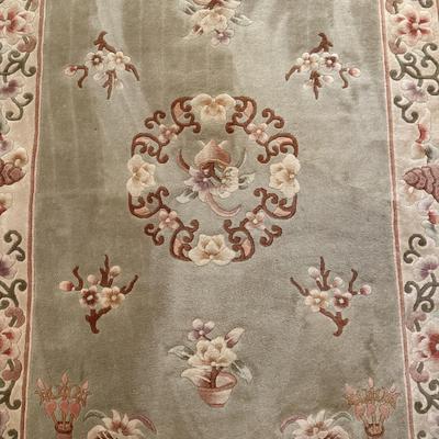 Sage Green Floral Area Rug 4’ x 6’
