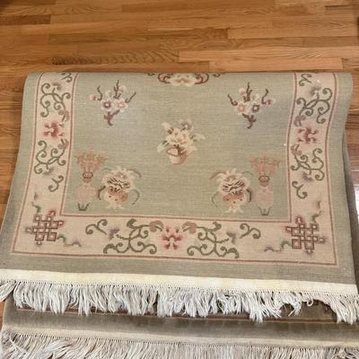 Sage Green Floral Area Rug 4’ x 6’