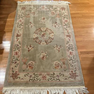 Sage Green Floral Area Rug 4’ x 6’