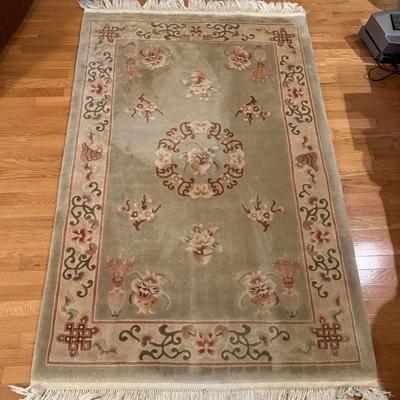 Sage Green Floral Area Rug 4’ x 6’