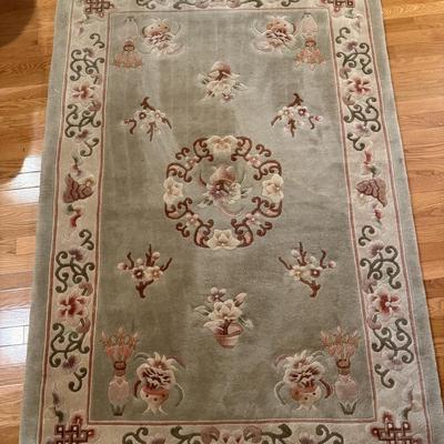 Sage Green Floral Area Rug 4’ x 6’