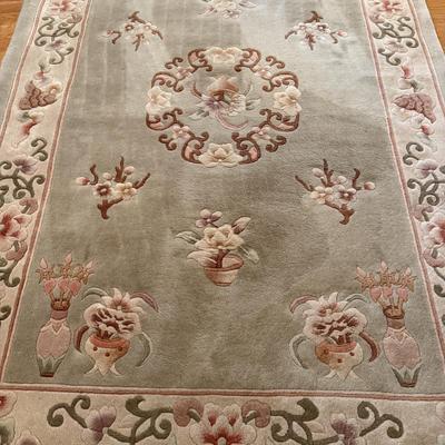 Sage Green Floral Area Rug 4’ x 6’