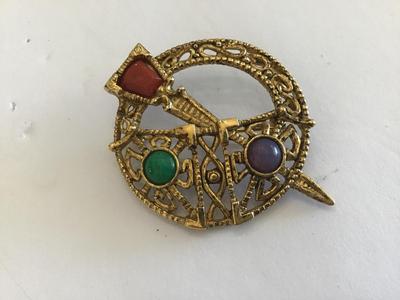 Sol D Or Antique Celtic Brooch signed