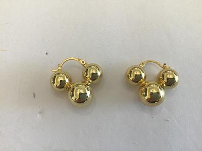 Gold Tone Metal Bead Earrings