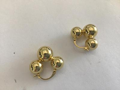 Gold Tone Metal Bead Earrings