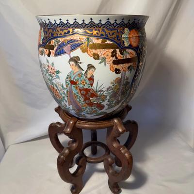 Stunning Chinese Fishbowl Planter with Stand (LR-BM)