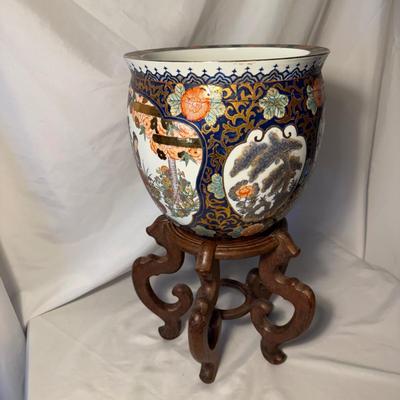 Stunning Chinese Fishbowl Planter with Stand (LR-BM)