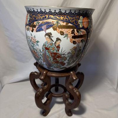 Stunning Chinese Fishbowl Planter with Stand (LR-BM)