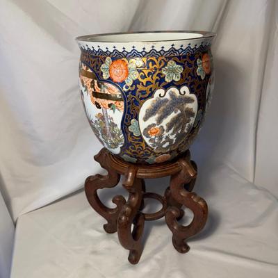 Stunning Chinese Fishbowl Planter with Stand (LR-BM)