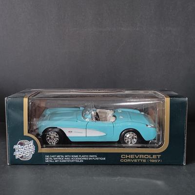 LOT 24: Burago 1957 Corvette with (2) Road Tough 1957 Corvettes & a Maisto 1998 Corvette
