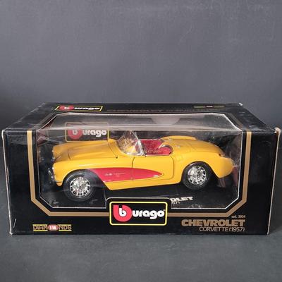 LOT 24: Burago 1957 Corvette with (2) Road Tough 1957 Corvettes & a Maisto 1998 Corvette