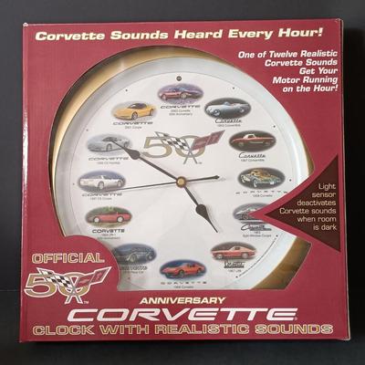 LOT 184: North American Ceramics Corvette Cookie Jar with 50th Anniversary Corvette Wall Clock