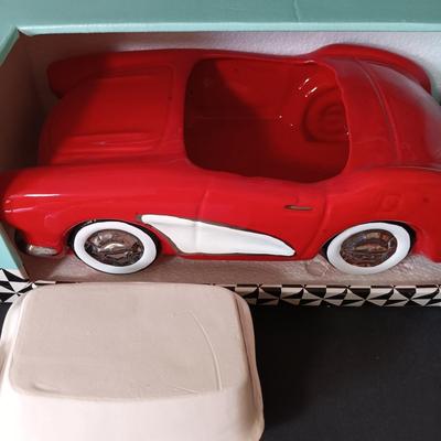 LOT 184: North American Ceramics Corvette Cookie Jar with 50th Anniversary Corvette Wall Clock