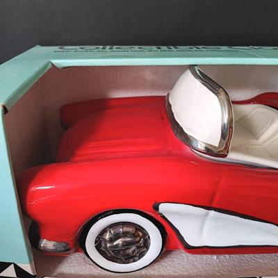 LOT 184: North American Ceramics Corvette Cookie Jar with 50th Anniversary Corvette Wall Clock