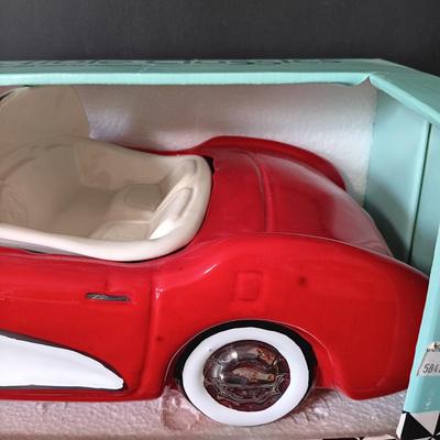 LOT 184: North American Ceramics Corvette Cookie Jar with 50th Anniversary Corvette Wall Clock