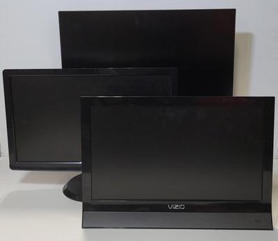 LOT 164: Lot of Three Screens, Two Monitors by Dell and AOC and Vizio TV