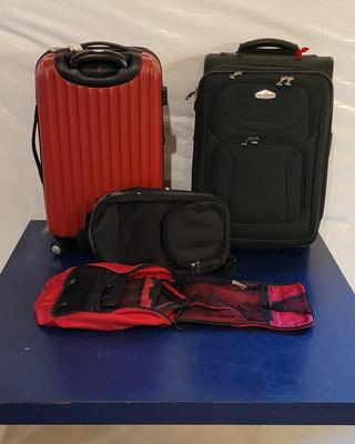 LUGGAGE CASES AND TWO TRAVEL BAGS