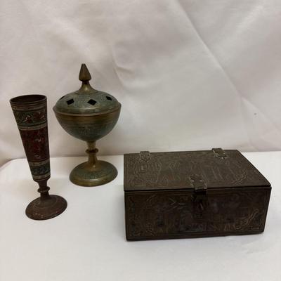 Collection of Ornate Brass Indian Decor Items (O-HS)