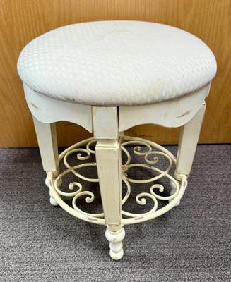 Sale Photo Thumbnail #489: In fair condition, there are a few light stains on upholstered seat and the legs are a little rickety.