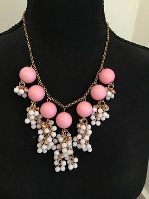 Pink Bubble Gum Drop Rhinestone Necklace