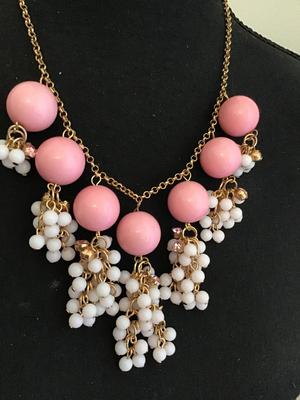 Pink Bubble Gum Drop Rhinestone Necklace