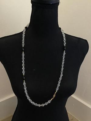 Crystal and Black Glass Necklace Vintage