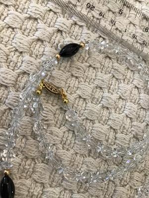 Crystal and Black Glass Necklace Vintage