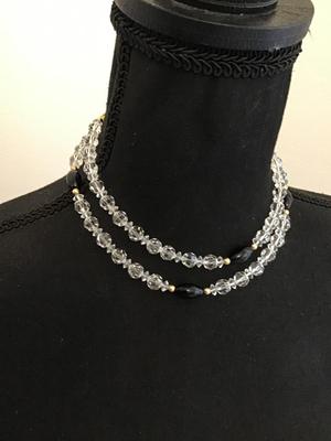 Crystal and Black Glass Necklace Vintage