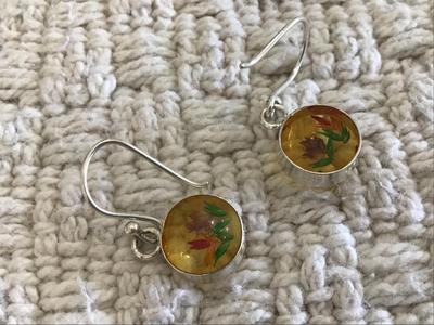 925 Resin Flower Earrings