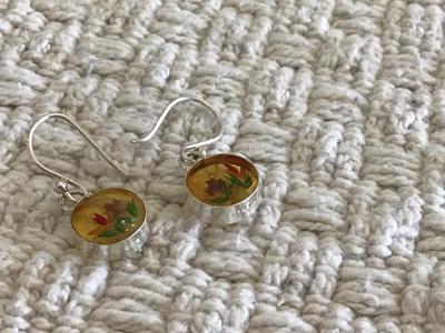 925 Resin Flower Earrings