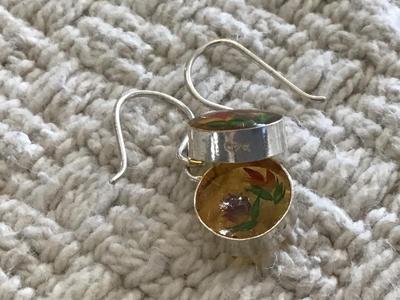 925 Resin Flower Earrings