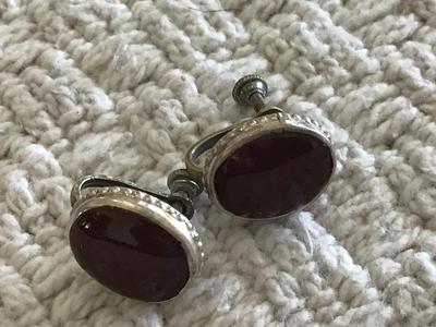 Vintage Stone Earrings Screwback