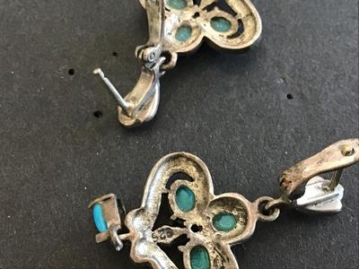 925 Turquoise Marcasite Vintage Earrings