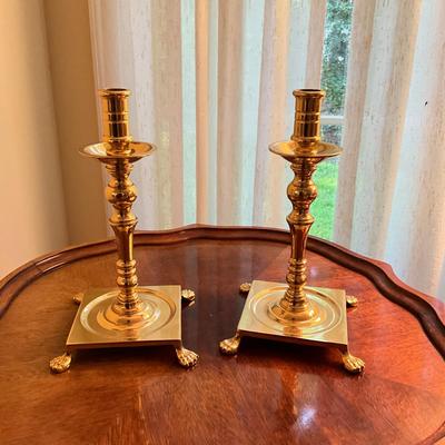 L716 Pair of Brass Candlestick Holders