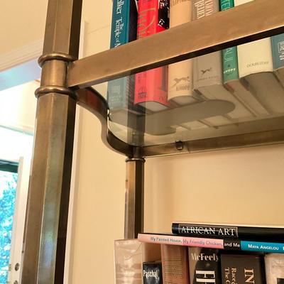 L719 Vintage Brass and Glass Decorative Etagere