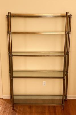 L719 Vintage Brass and Glass Decorative Etagere