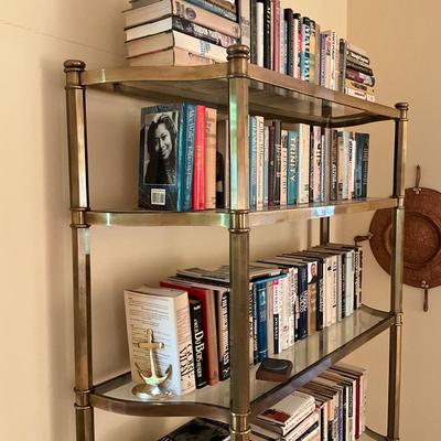 L719 Vintage Brass and Glass Decorative Etagere