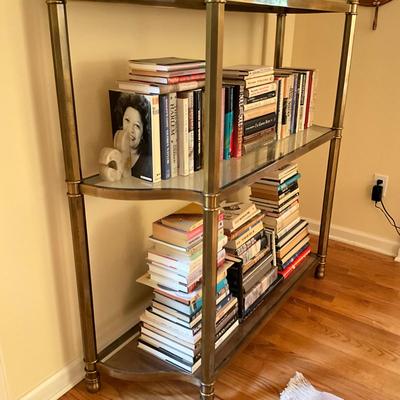 L719 Vintage Brass and Glass Decorative Etagere