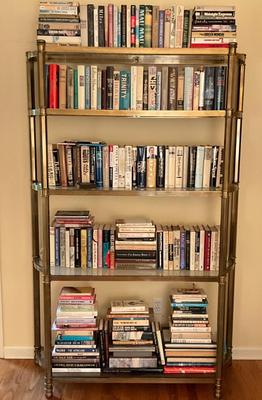 L719 Vintage Brass and Glass Decorative Etagere