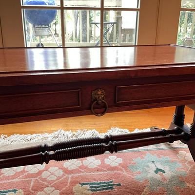 L722 Vintage Mahogany Faux Drawer Side Drop Leaf Coffee Table