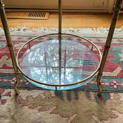 L726 Vintage Three Tier Glass & Bronze Shelf Stand