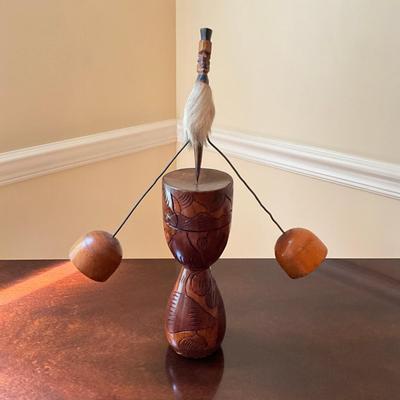 D738 Vintage Folk Art Primative Kinetic Balancing Man Sculpture