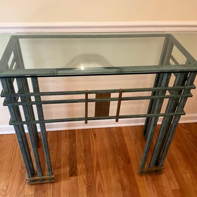 D744 Glass Top Metal Side Table