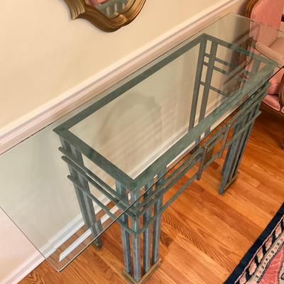 D744 Glass Top Metal Side Table