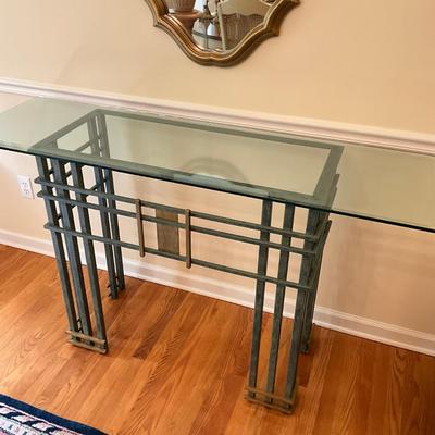 D744 Glass Top Metal Side Table